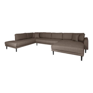 Alternative view of Lido U-Sofa Åben Ende, højrevendt i brun med fire puder og sorte træben, HN1055