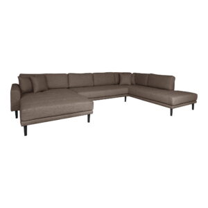 Alternative view of Lido U-Sofa Åben Ende, venstrevendt i brun med fire puder og sorte træben, HN1055