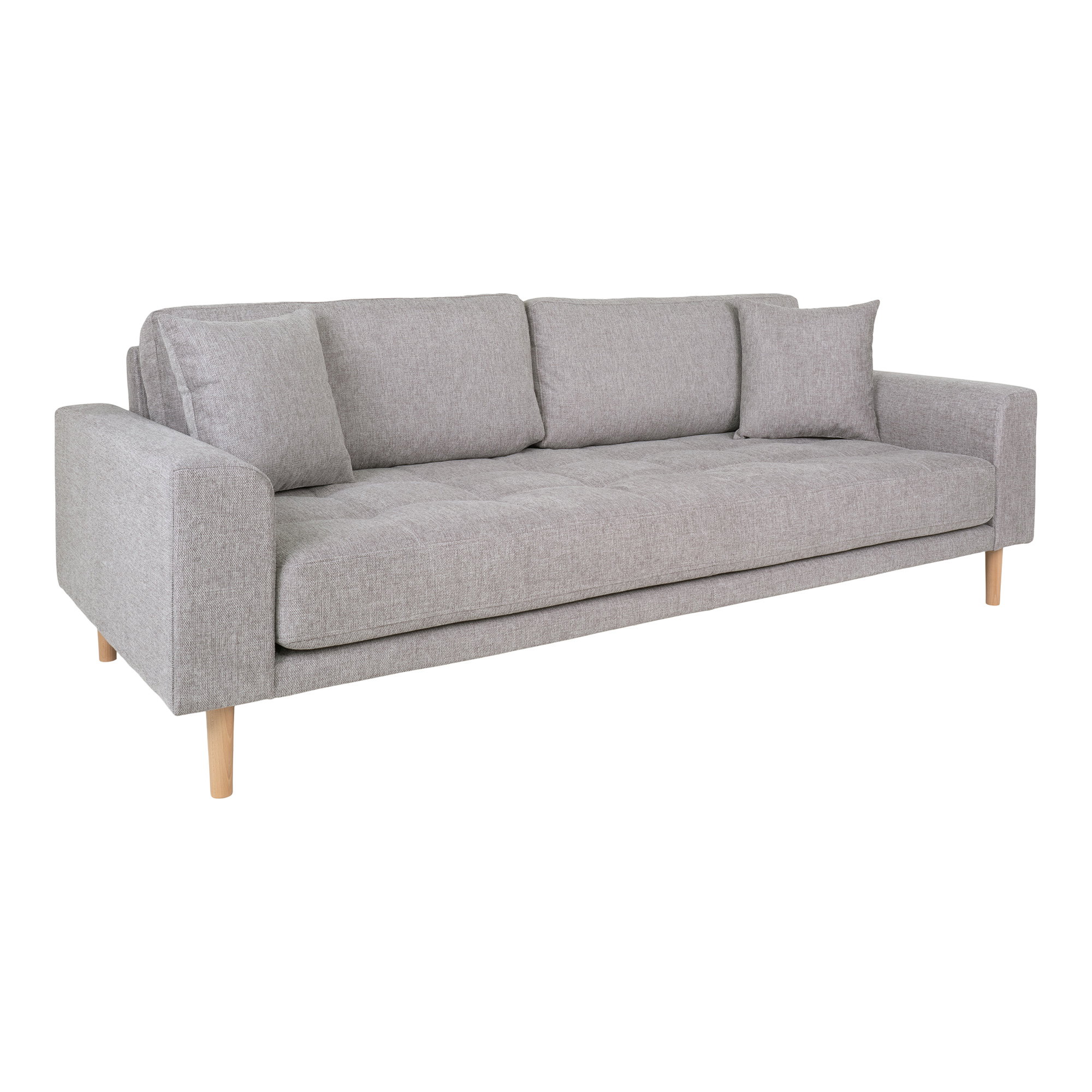 Lido 3 Personers Sofa, lysegrå med to puder og natur træben, HN1040 - Billede 2
