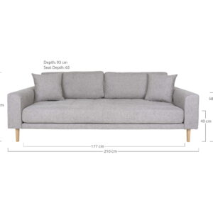 Lido 3 Personers Sofa, lysegrå med to puder og natur træben, HN1040 - Billede 5