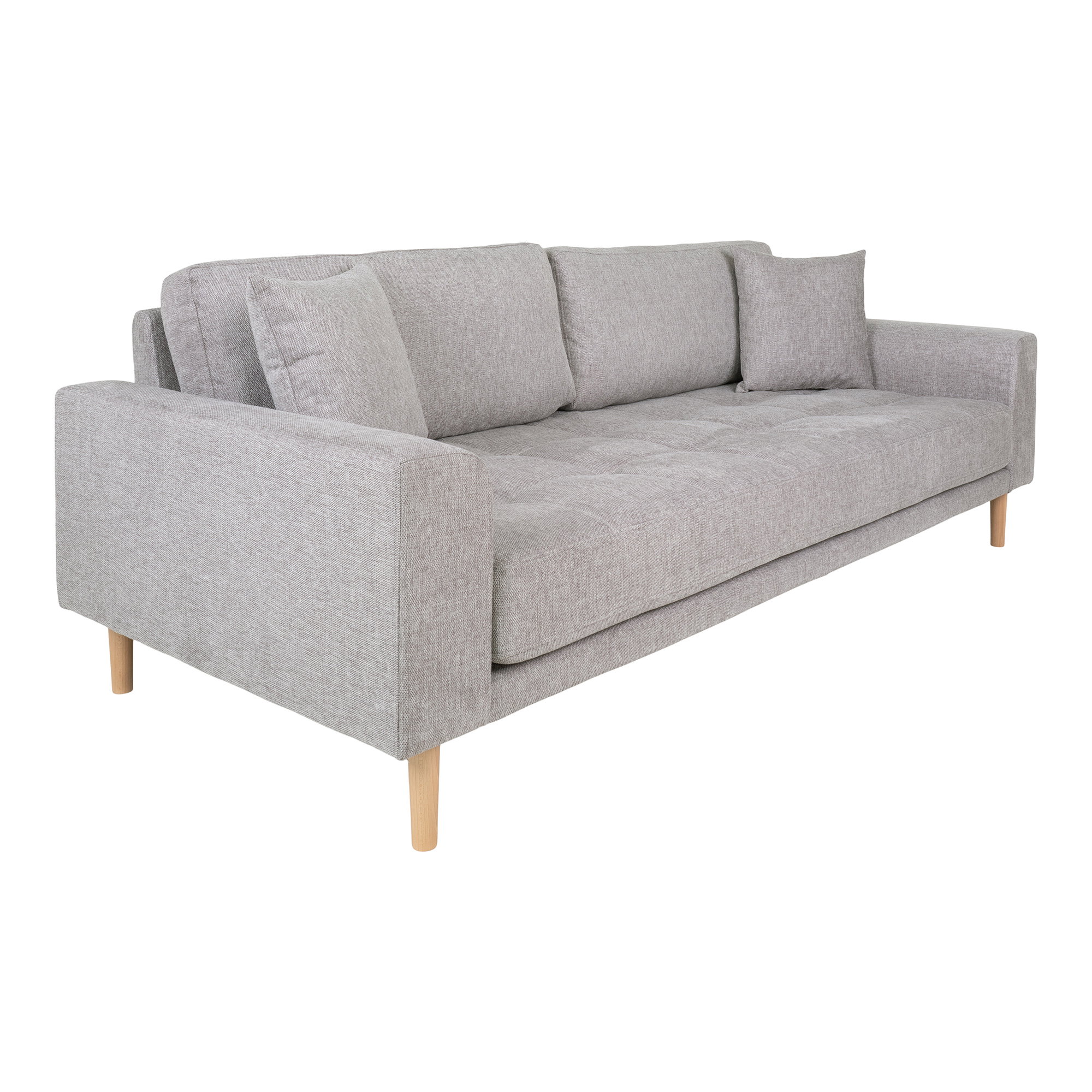 Lido 3 Personers Sofa, lysegrå med to puder og natur træben, HN1040 - Billede 3