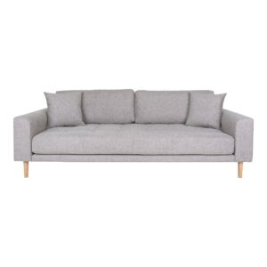 Lido 3 Personers Sofa,  lysegrå med to puder og natur træben, HN1040