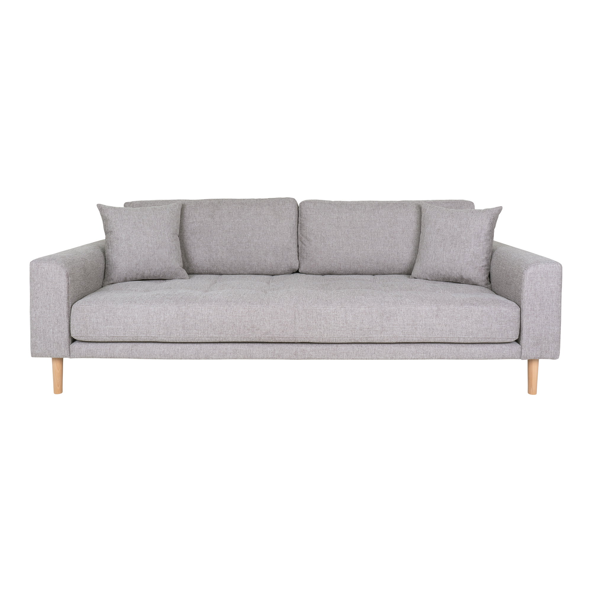Lido 3 Personers Sofa, lysegrå med to puder og natur træben, HN1040