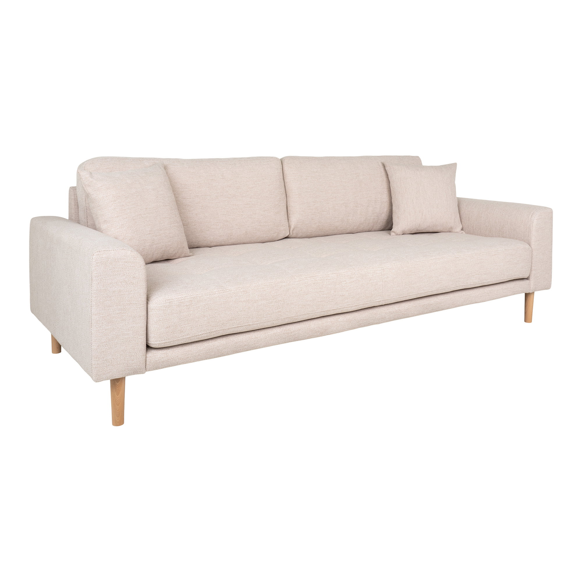 Lido 3 Personers Sofa, sand med to puder og natur træben, HN1050 - Billede 2