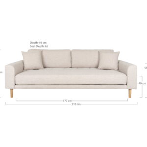 Lido 3 Personers Sofa, sand med to puder og natur træben, HN1050 - Billede 5