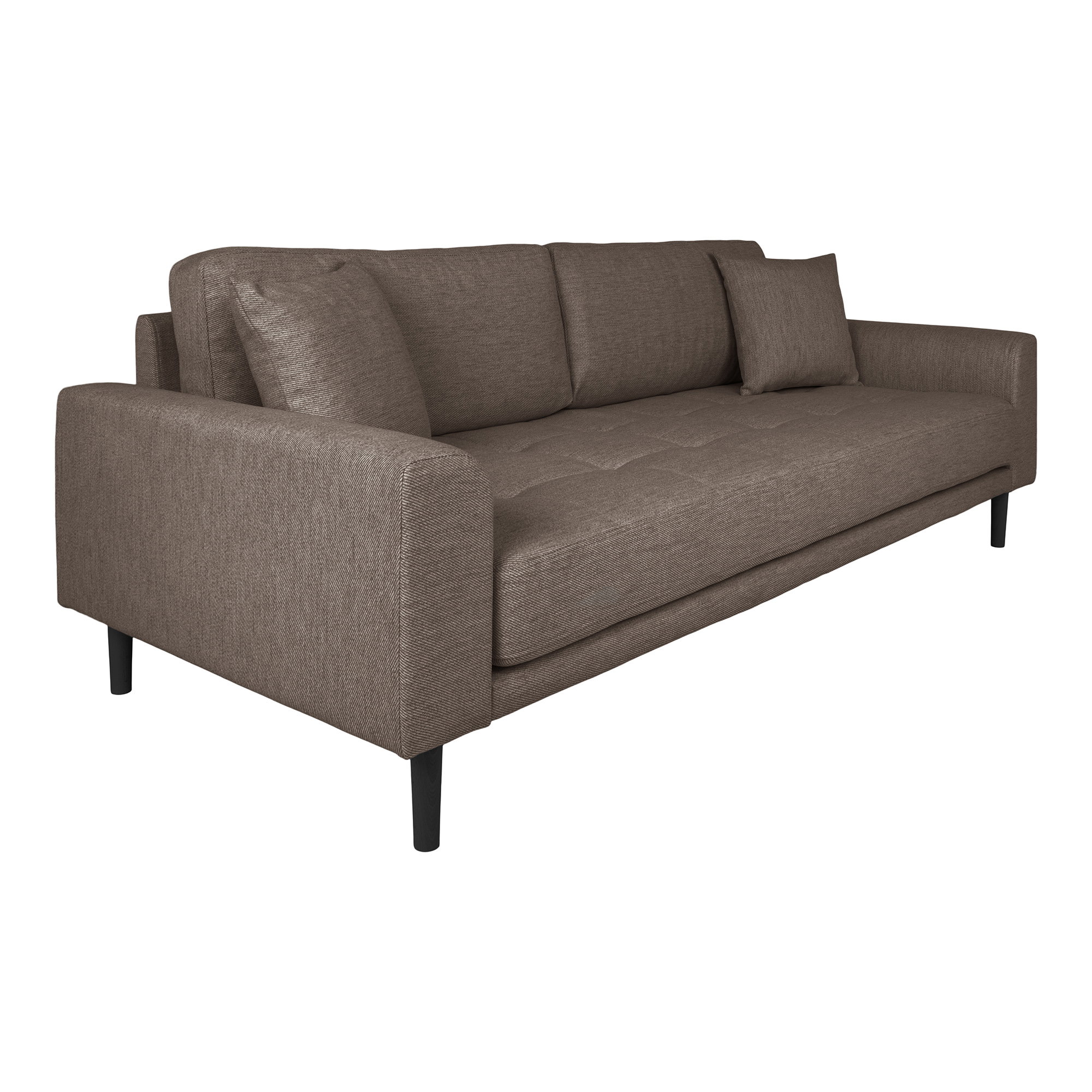 Lido 3 Personers Sofa, brun med to puder og sorte træben, HN1055 - Billede 3