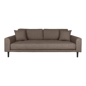 Lido 3 Personers Sofa, brun med to puder og sorte træben, HN1055