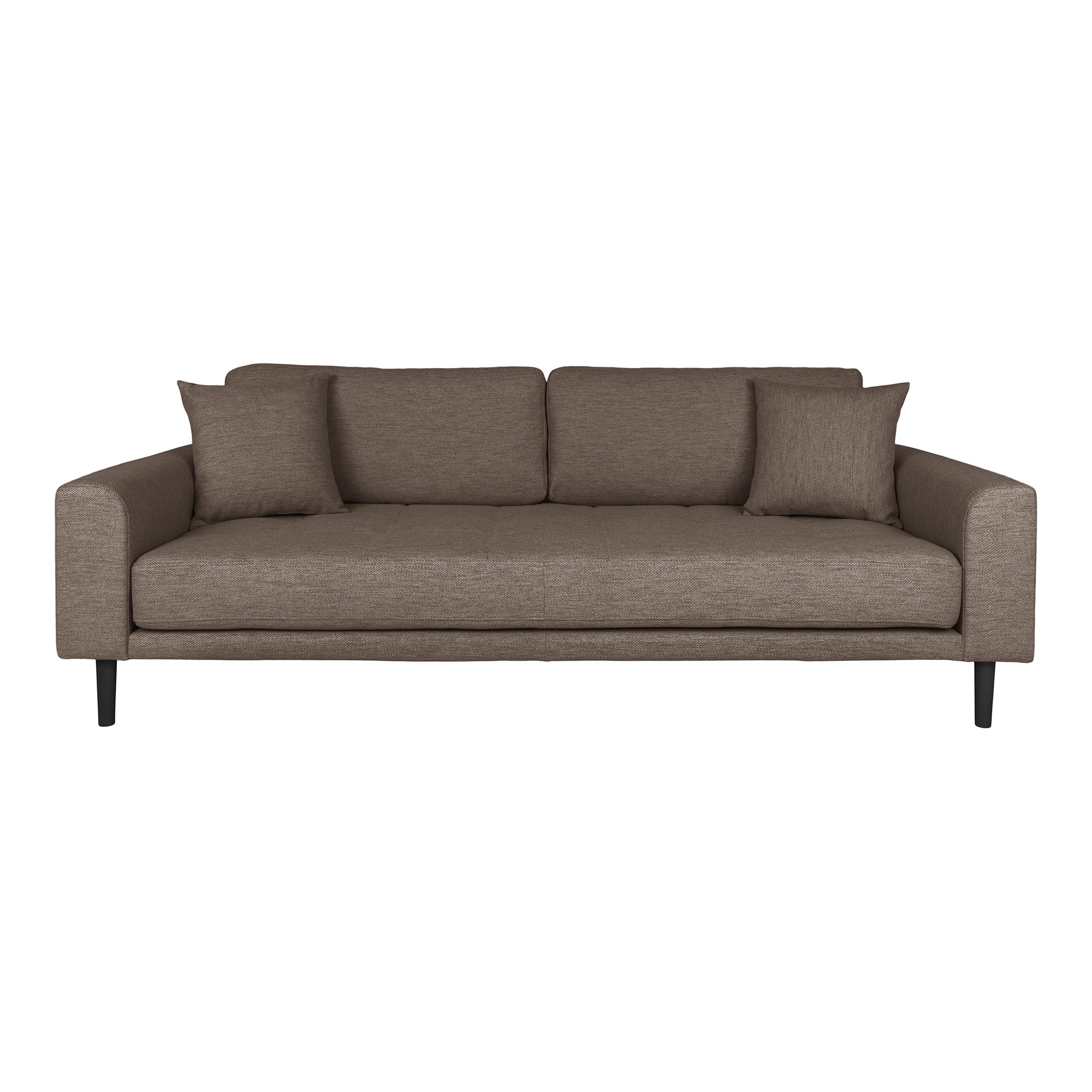 Lido 3 Personers Sofa, brun med to puder og sorte træben, HN1055