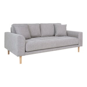 Alternative view of Lido 2,5 Personers Sofa, lysegrå med to puder og natur træben, HN1040