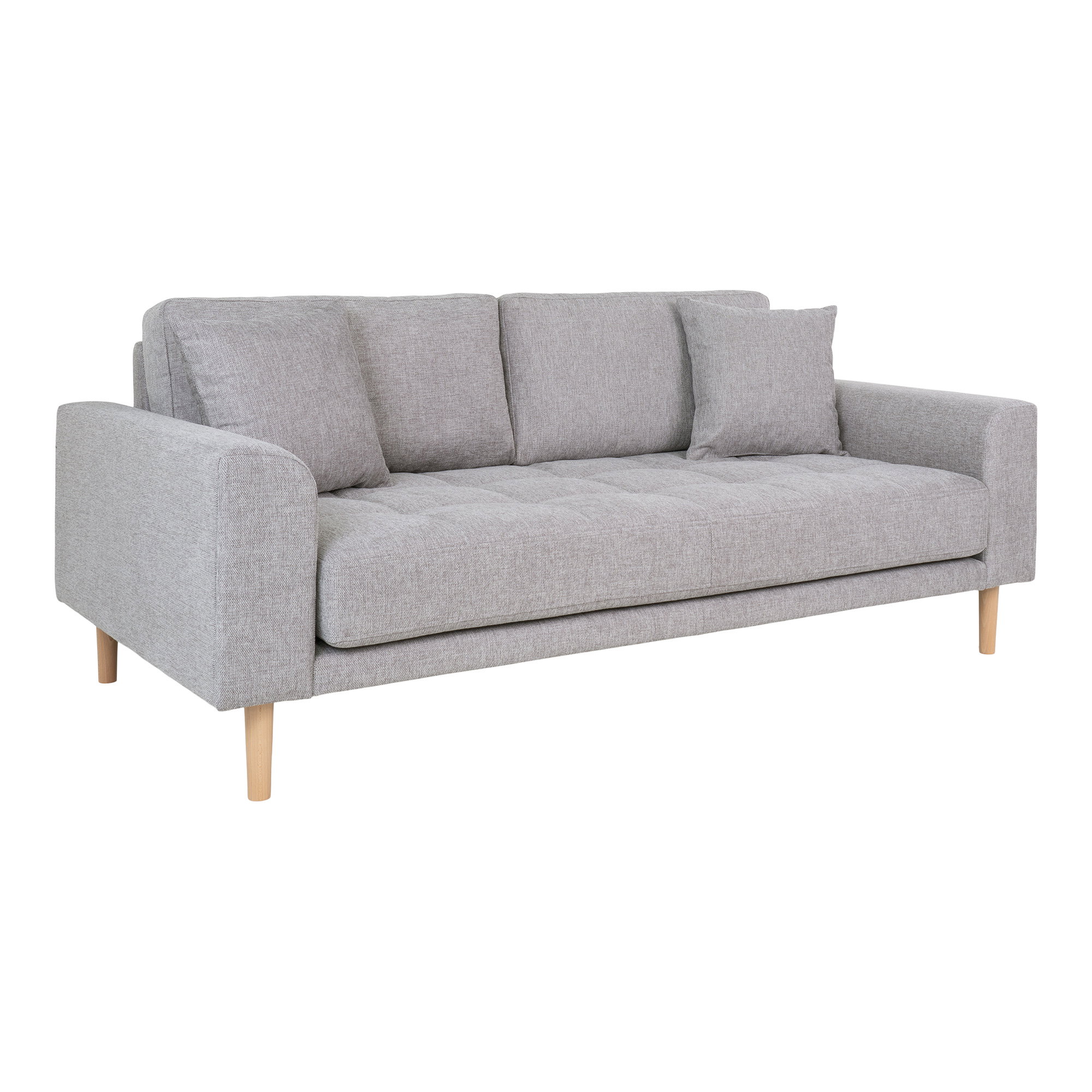 Lido 2,5 Personers Sofa, lysegrå med to puder og natur træben, HN1040 - Billede 2