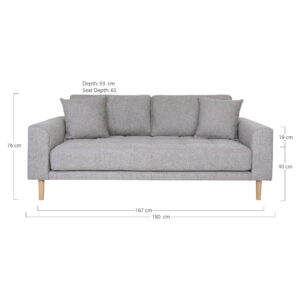 Lido 2,5 Personers Sofa, lysegrå med to puder og natur træben, HN1040 - Billede 4