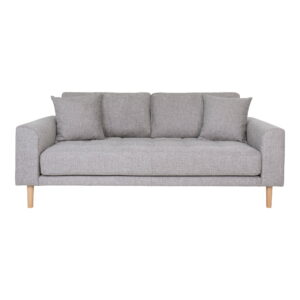 Lido 2,5 Personers Sofa, lysegrå med to puder og natur træben, HN1040
