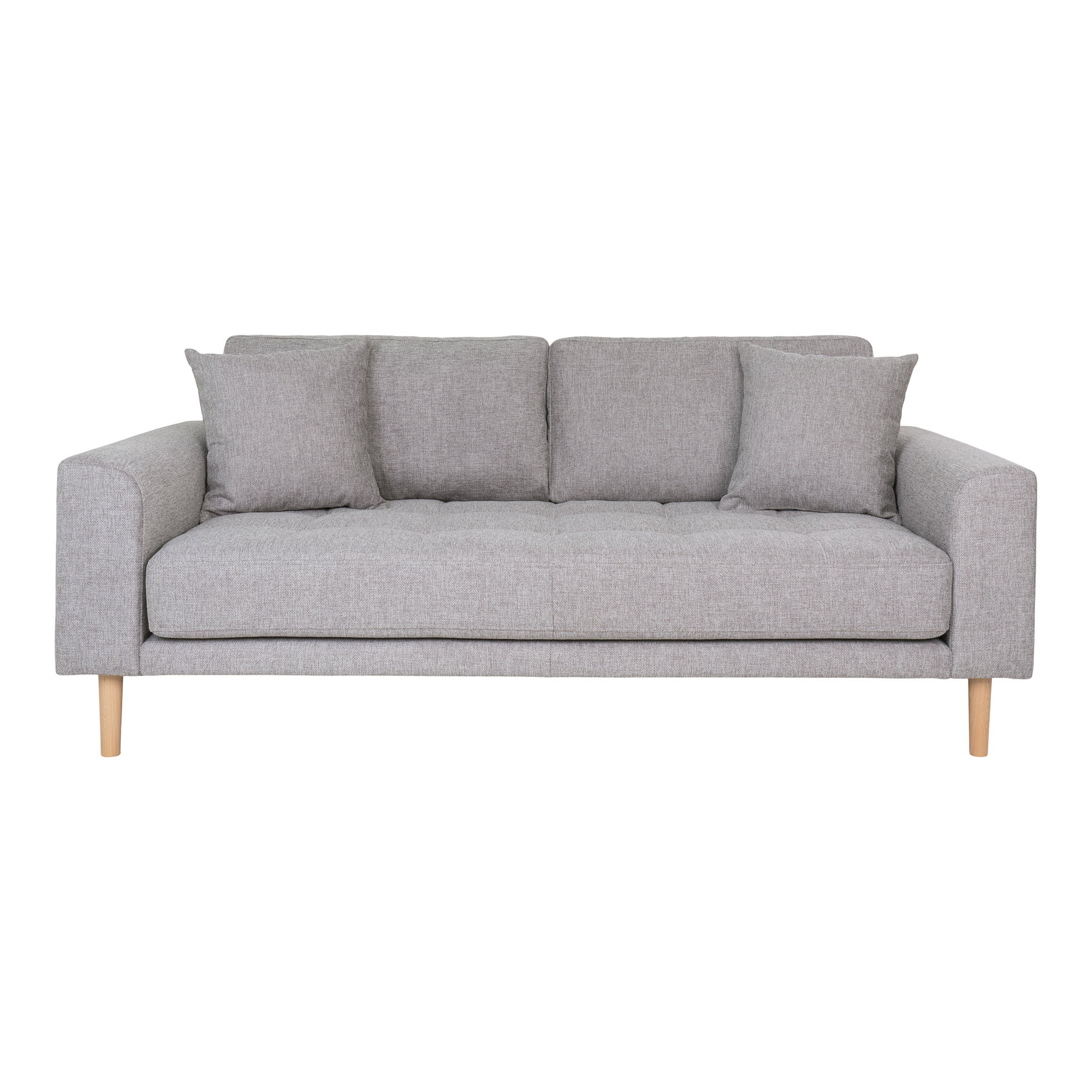 Lido 2,5 Personers Sofa, lysegrå med to puder og natur træben, HN1040