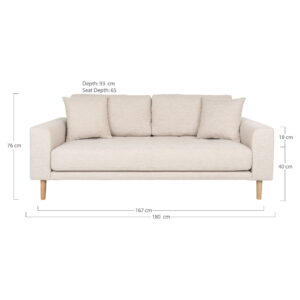 Lido 2,5 Personers Sofa, sand med to puder og natur træben, HN1050 - Billede 4