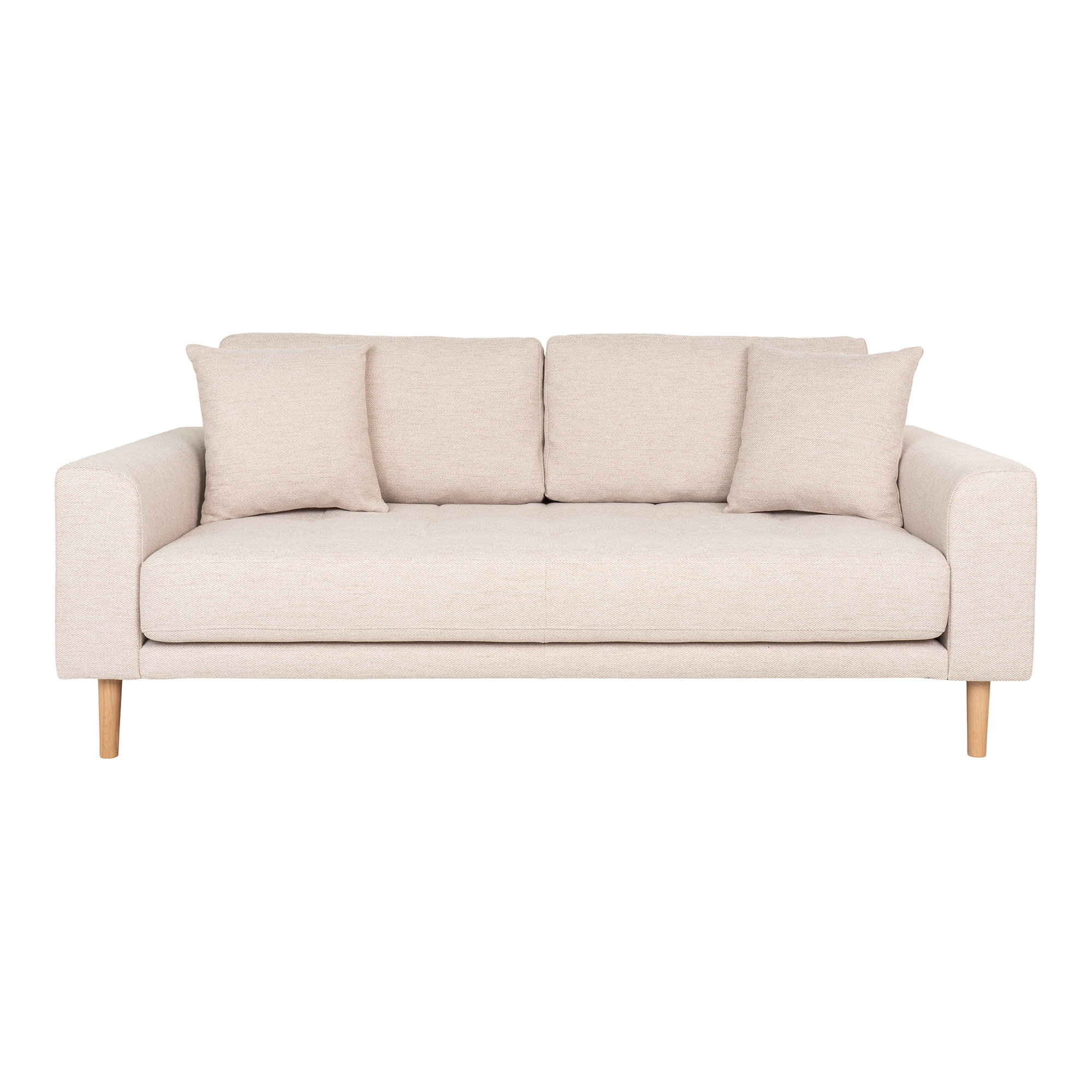 Lido 2,5 Personers Sofa, sand med to puder og natur træben, HN1050