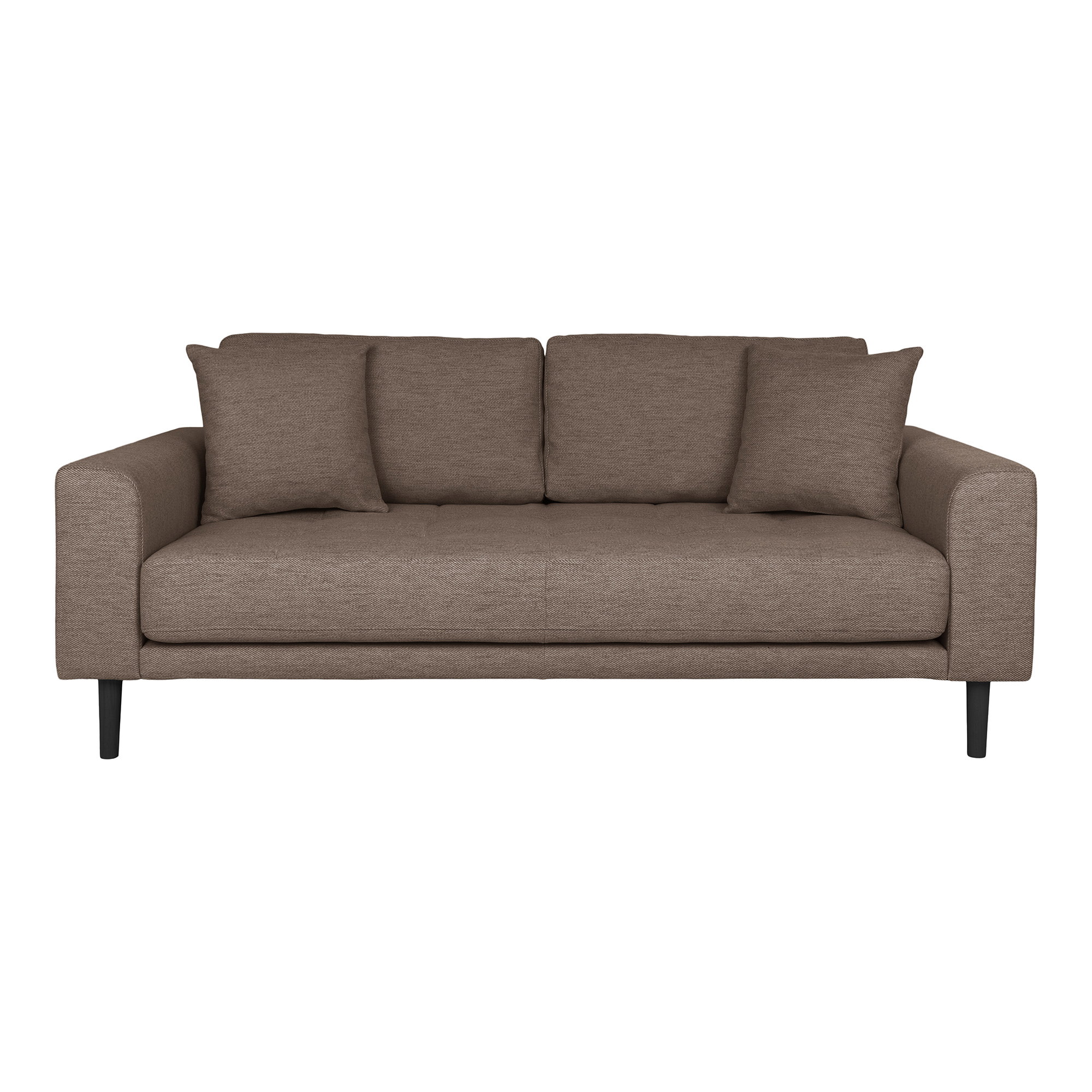 Lido 2,5 Personers Sofa, brun med to puder og sorte træben, HN1055