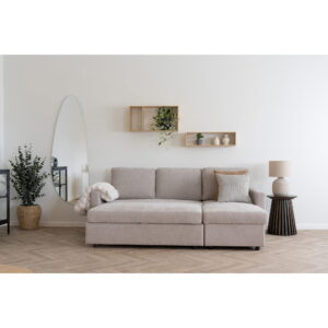 Belfast Chaiselong Sovesofa med opbevaring, mørk sand, natur ben, HN1085 - Billede 11