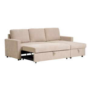 Belfast Chaiselong Sovesofa med opbevaring, mørk sand, natur ben, HN1085 - Billede 6