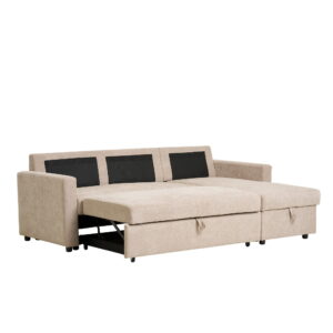 Belfast Chaiselong Sovesofa med opbevaring, mørk sand, natur ben, HN1085 - Billede 7