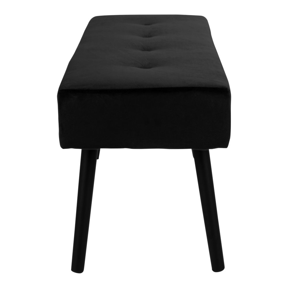 Skiby Bænk, velour, sort, sorte ben, 100x35x44 cm, HN1207 - Billede 3