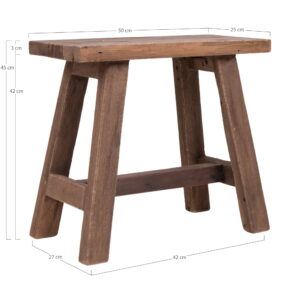 Barcelona Bænk, teak, natur, 50x25x45 cm - Billede 5