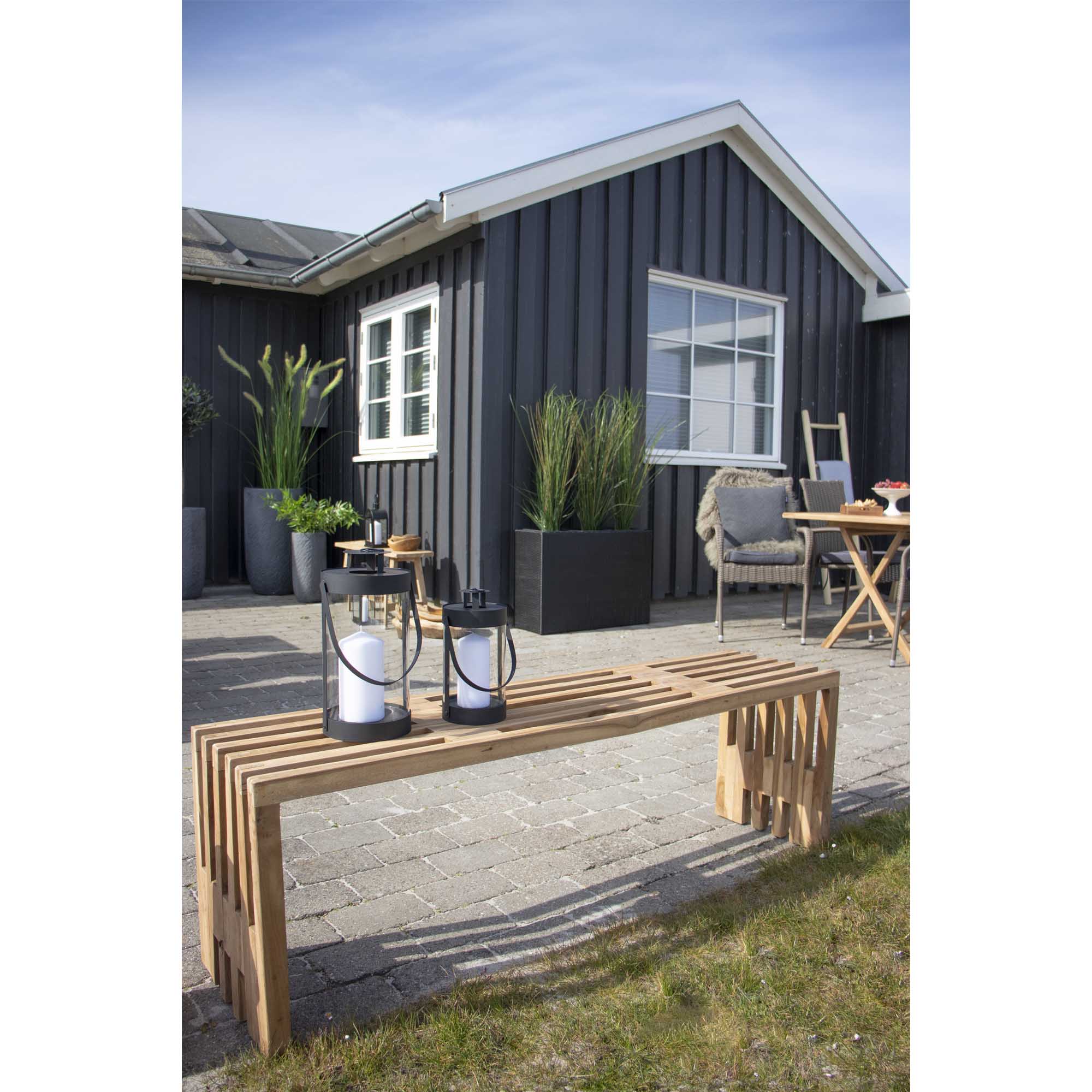 Benidorm Bænk, teak, natur, 140x35x48 cm - Billede 10