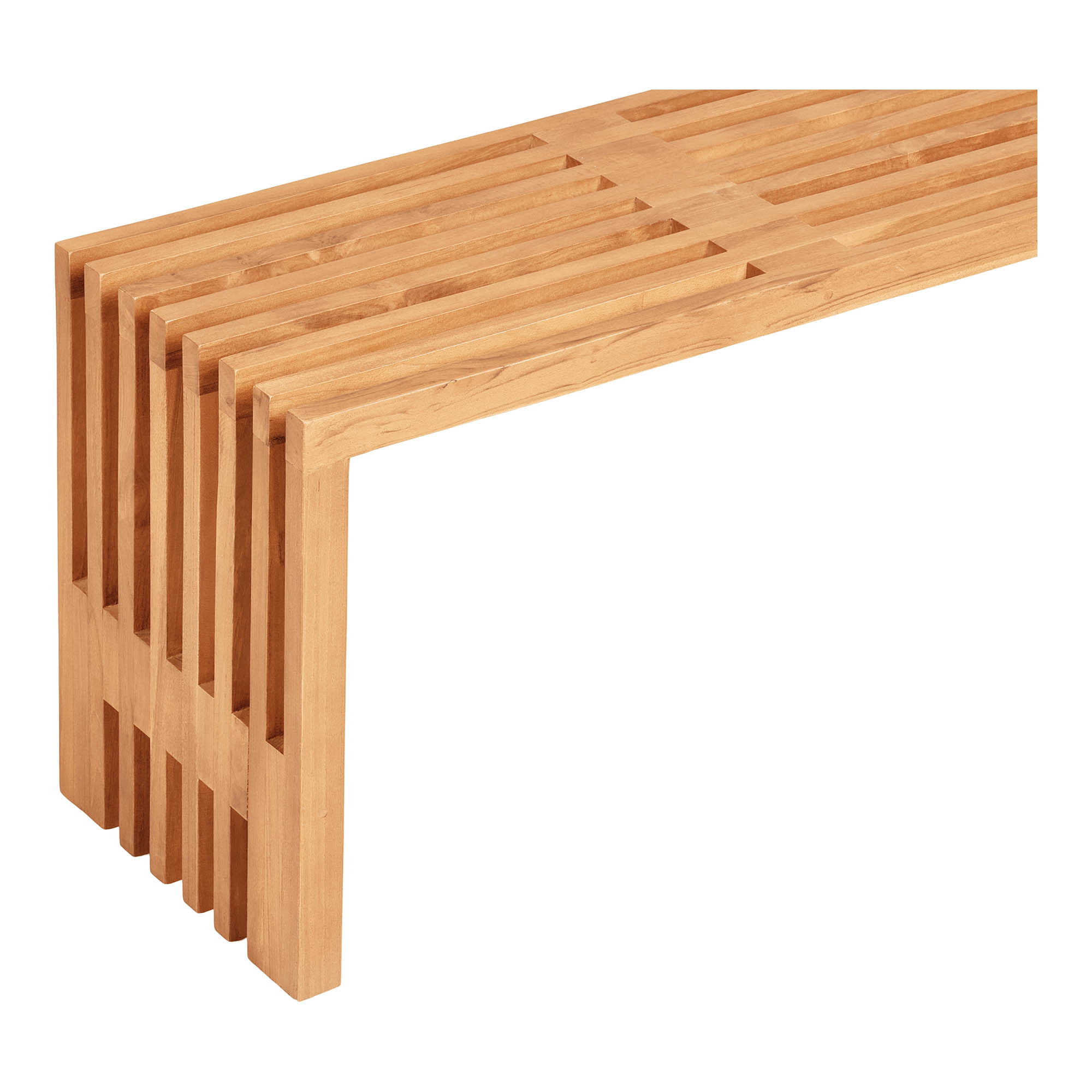 Benidorm Bænk, teak, natur, 140x35x48 cm - Billede 4