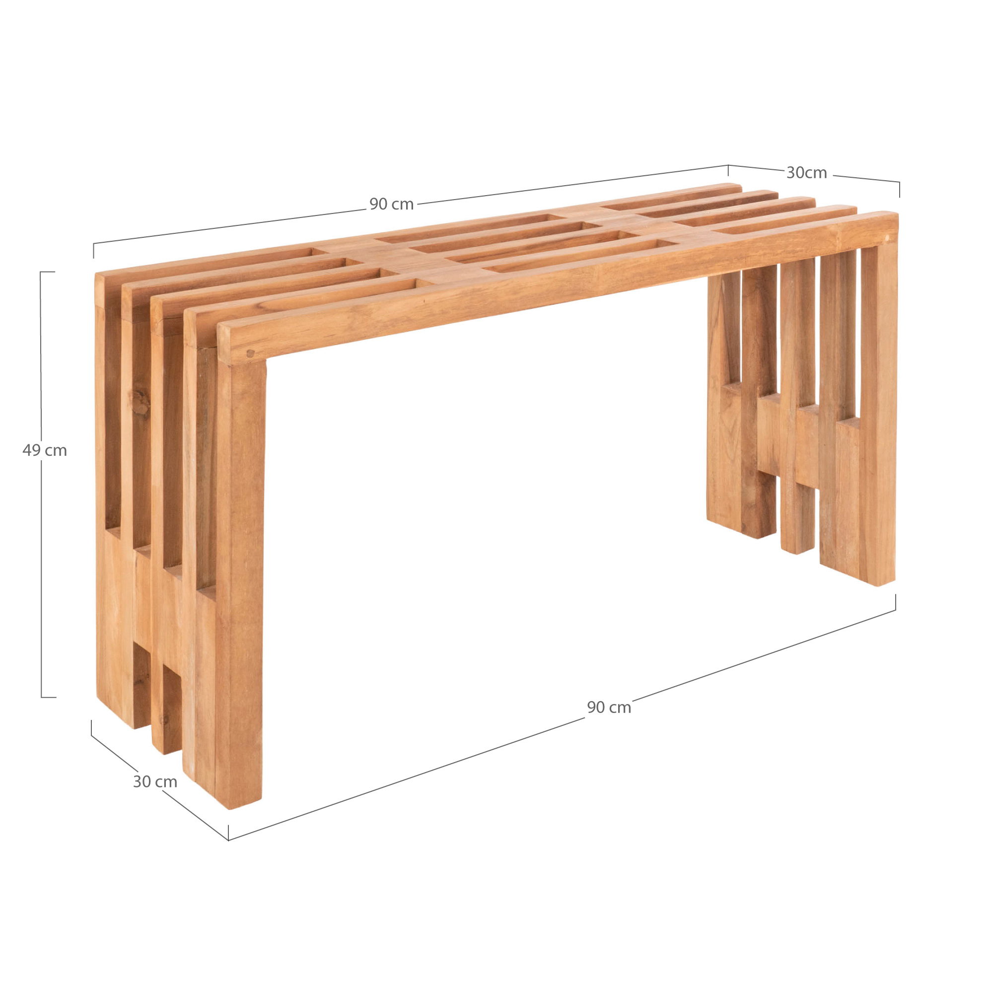 Benidorm Bænk, teak, natur, 90x30x49 cm - Billede 6