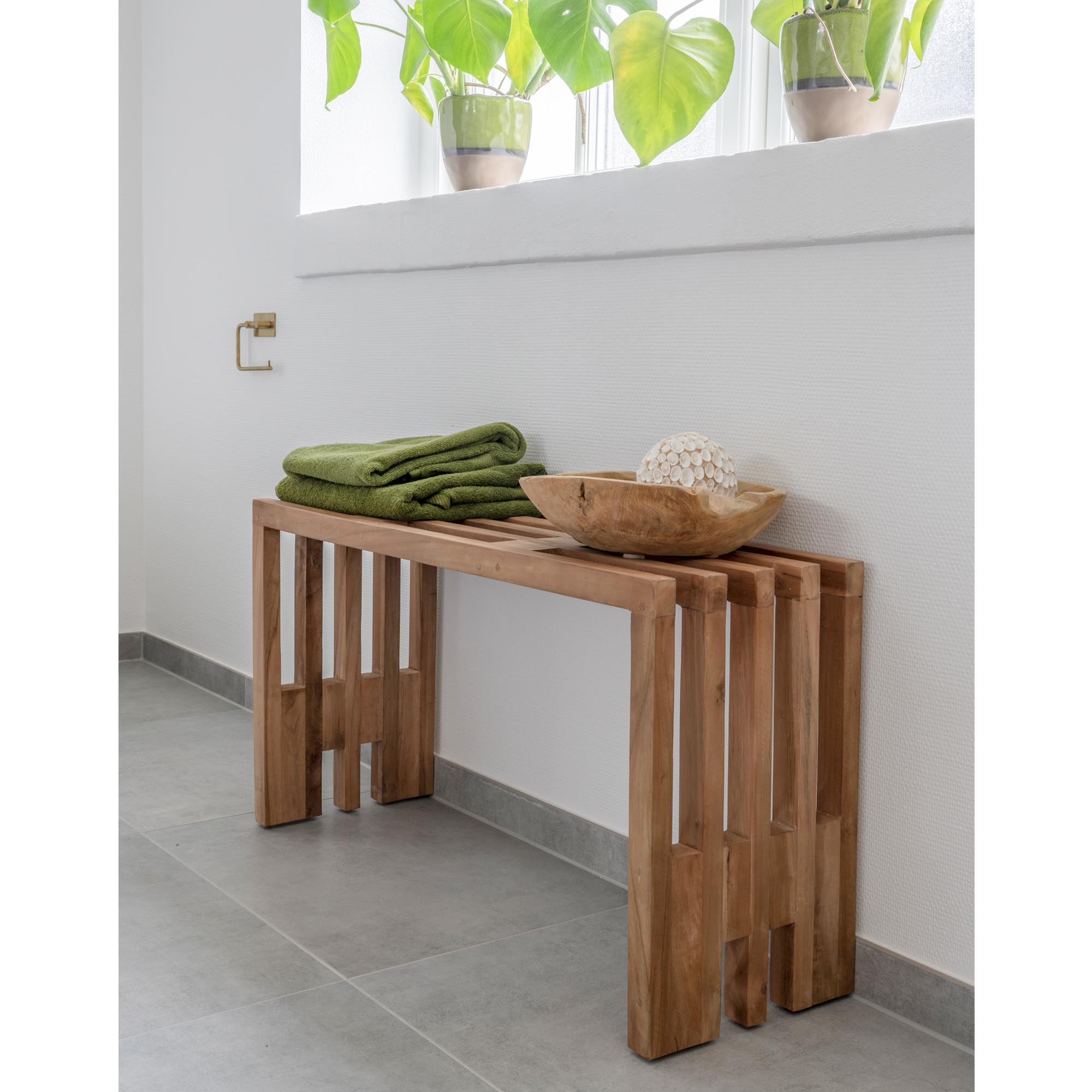 Benidorm Bænk, teak, natur, 90x30x49 cm - Billede 9