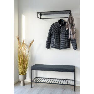 Vita Bænk med hylde og hynde, sort med sorte ben, 100x36x48,5 cm - Billede 6