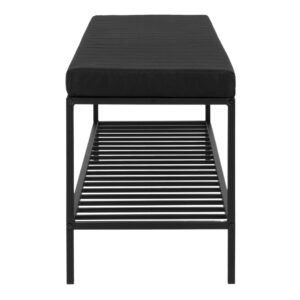 Vita Bænk med hylde og hynde, sort med sorte ben, 100x36x48,5 cm - Billede 3