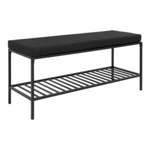 Vita Bænk med hylde og hynde, sort med sorte ben, 100x36x48,5 cm