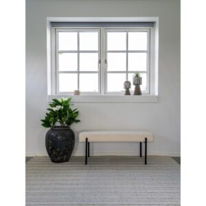 Swindon Bænk, bouclé, hvid, sorte ben, 100x36x42,5 cm, HN1232 - Billede 3