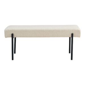 Swindon Bænk, bouclé, hvid, sorte ben, 100x36x42,5 cm, HN1232