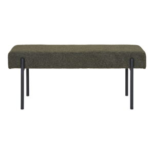 Swindon Bænk, bouclé, mørkegrøn, sorte ben, 100x36x42,5 cm, HN1241