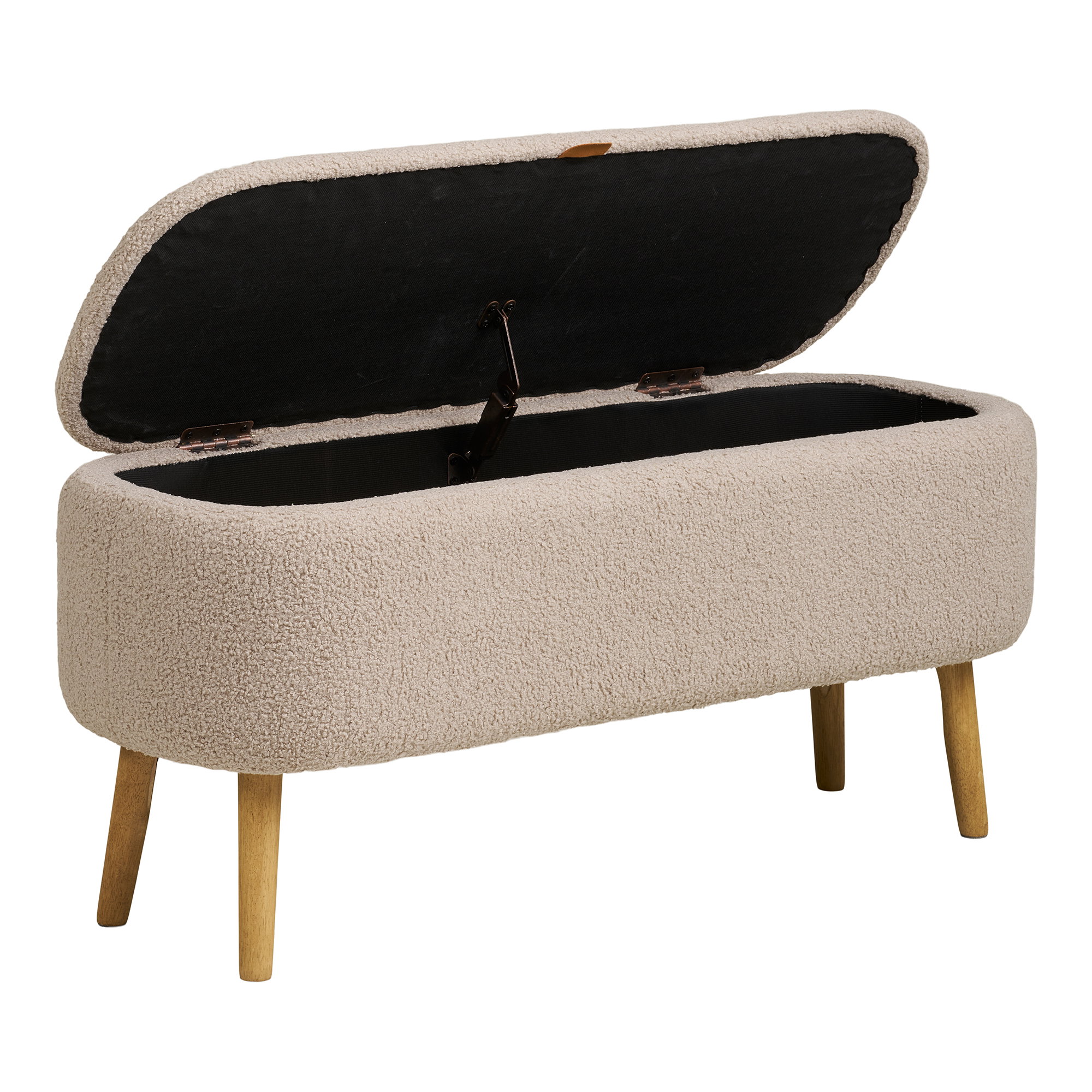 Harlow Bænk med opbevaring, bouclé, beige, 95x37x45 cm, HN1063 - Billede 4