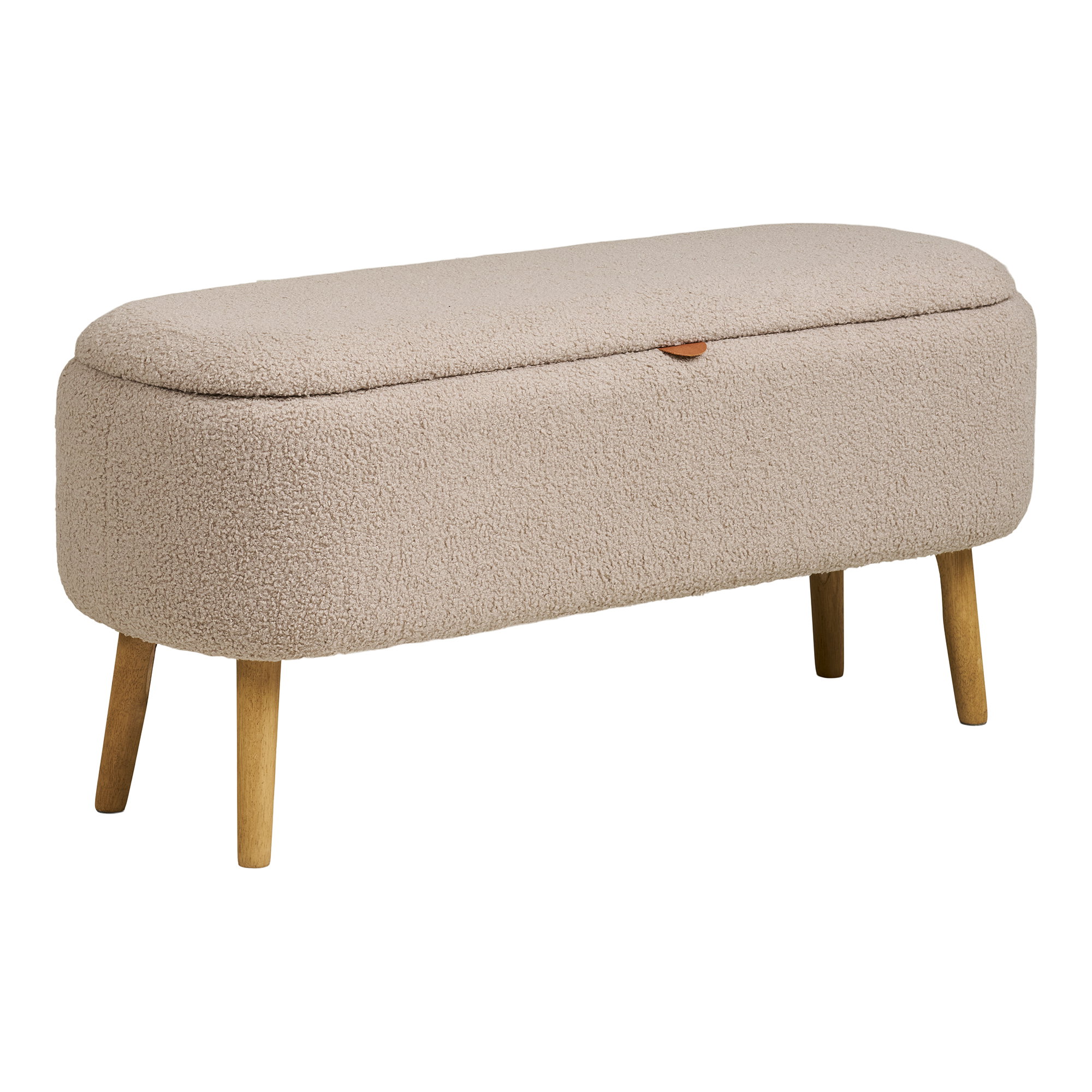 Harlow Bænk med opbevaring, bouclé, beige, 95x37x45 cm, HN1063