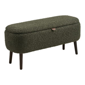 Harlow Bænk med opbevaring, teddy, grøn, 95x37x45 cm, HN1301
