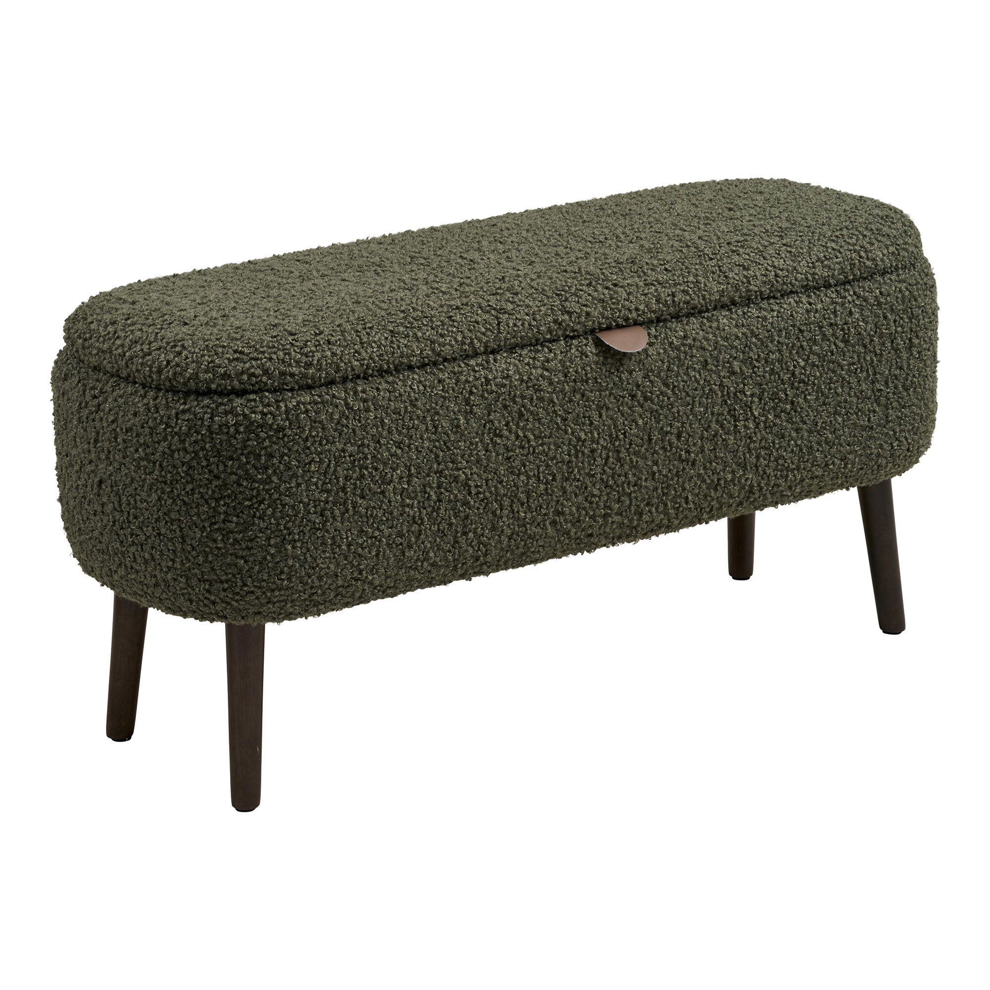 Harlow Bænk med opbevaring, teddy, grøn, 95x37x45 cm, HN1301