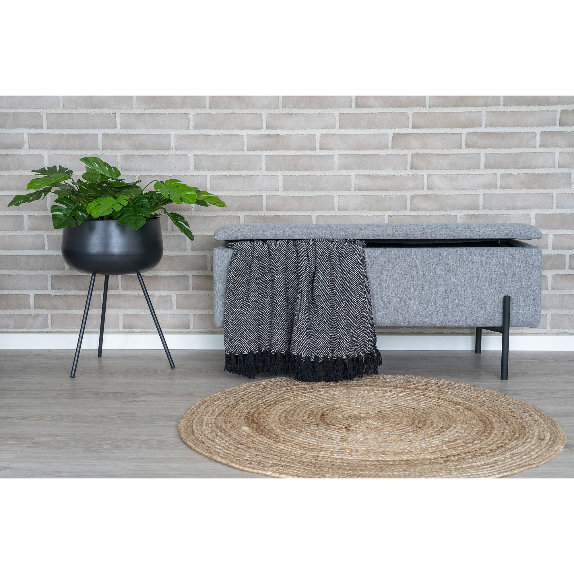 Watford Bænk med opbevaring, lysegrå, 95x36,5x43 cm, HN1275 - Billede 4