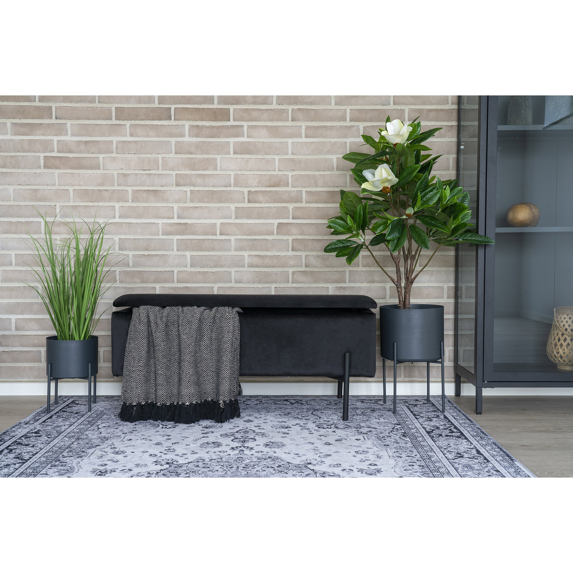 Watford Bænk med opbevaring, velour, sort, 95x36,5x43 cm, HN1207 - Billede 4