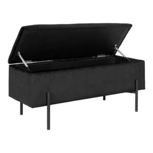 Watford Bænk med opbevaring, velour, sort, 95x36,5x43 cm, HN1207 - Billede 3