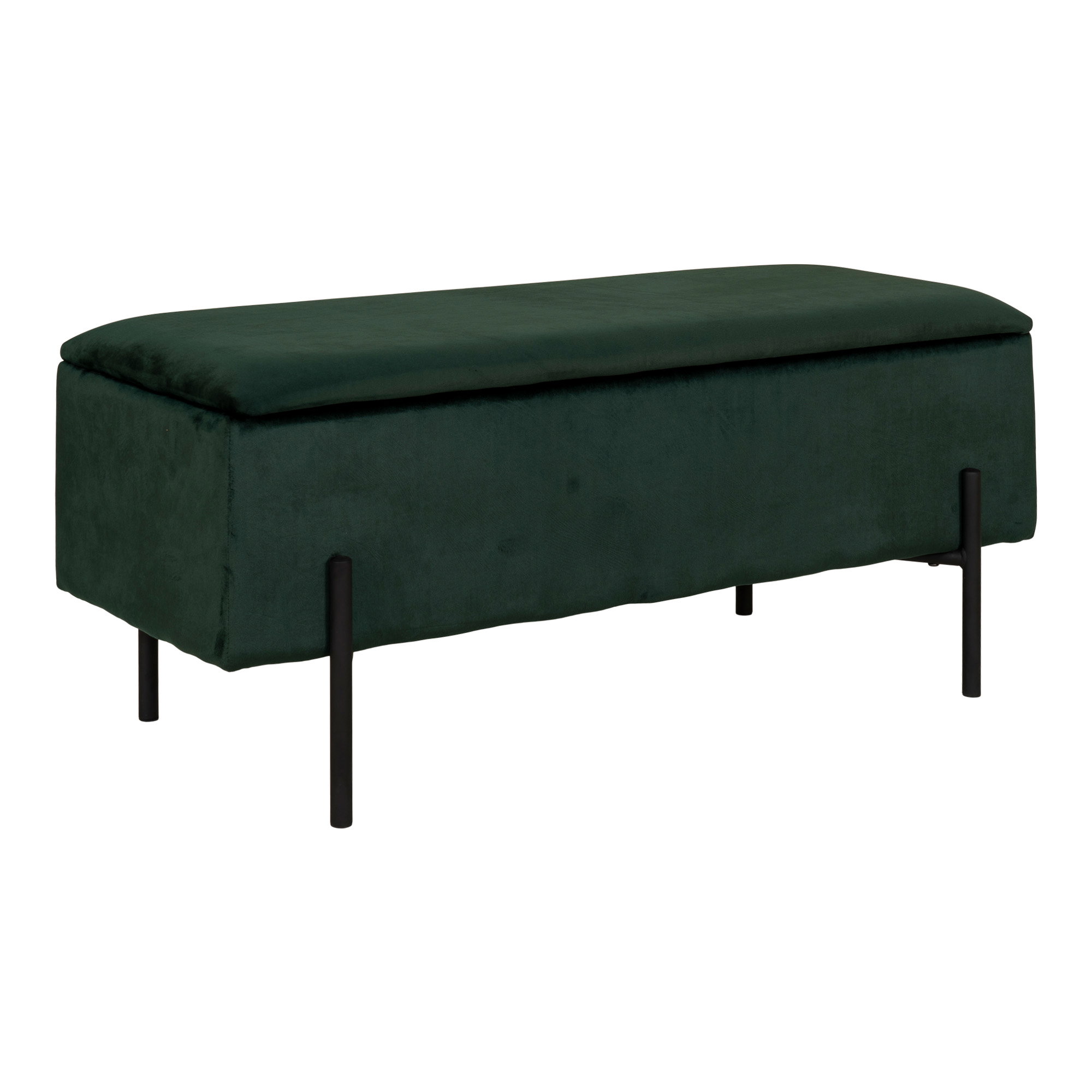Watford Bænk med opbevaring, velour, grøn, 95x36,5x43 cm, HN1206 - Billede 2