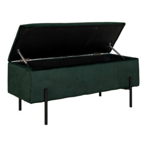 Watford Bænk med opbevaring, velour, grøn, 95x36,5x43 cm, HN1206 - Billede 3