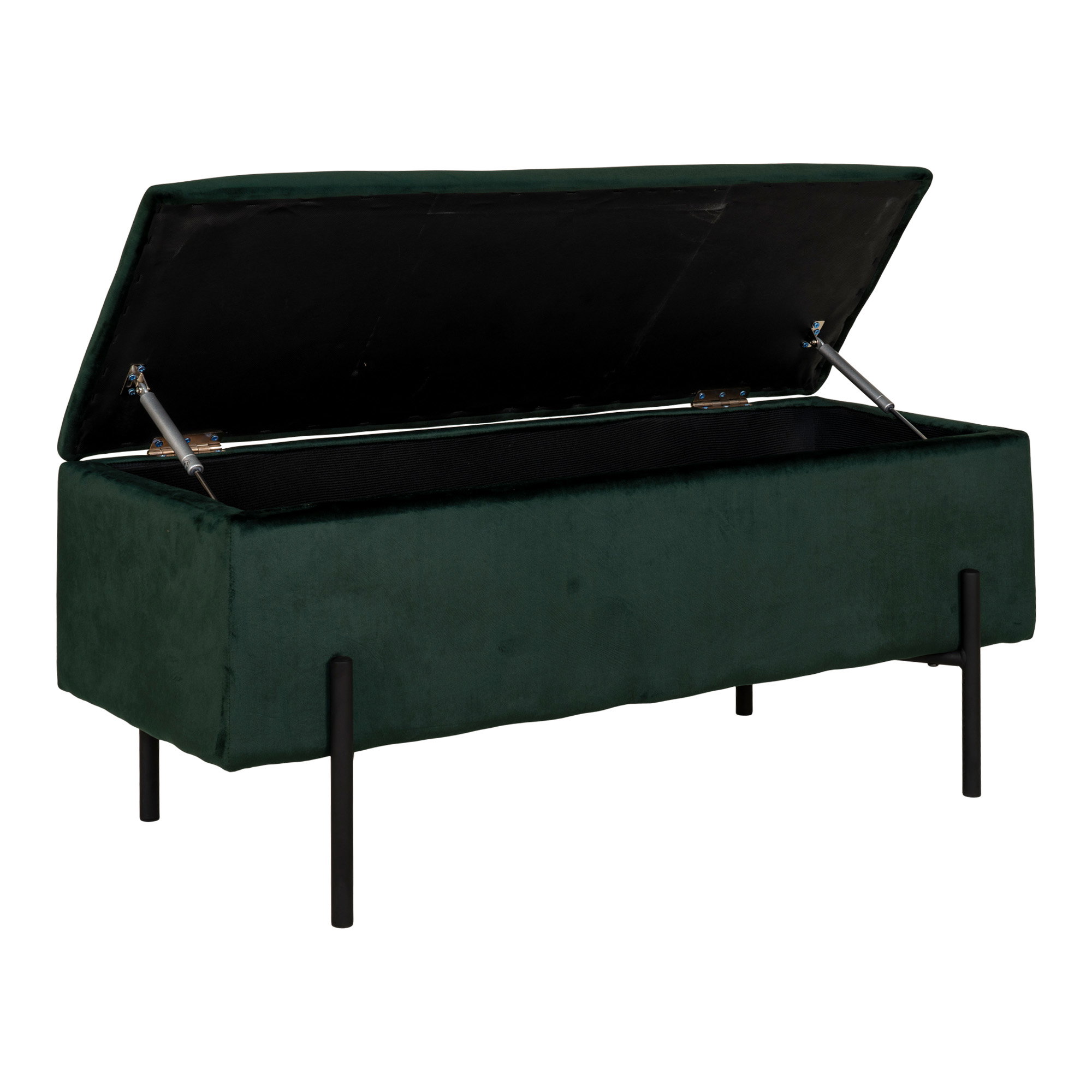 Watford Bænk med opbevaring, velour, grøn, 95x36,5x43 cm, HN1206 - Billede 3