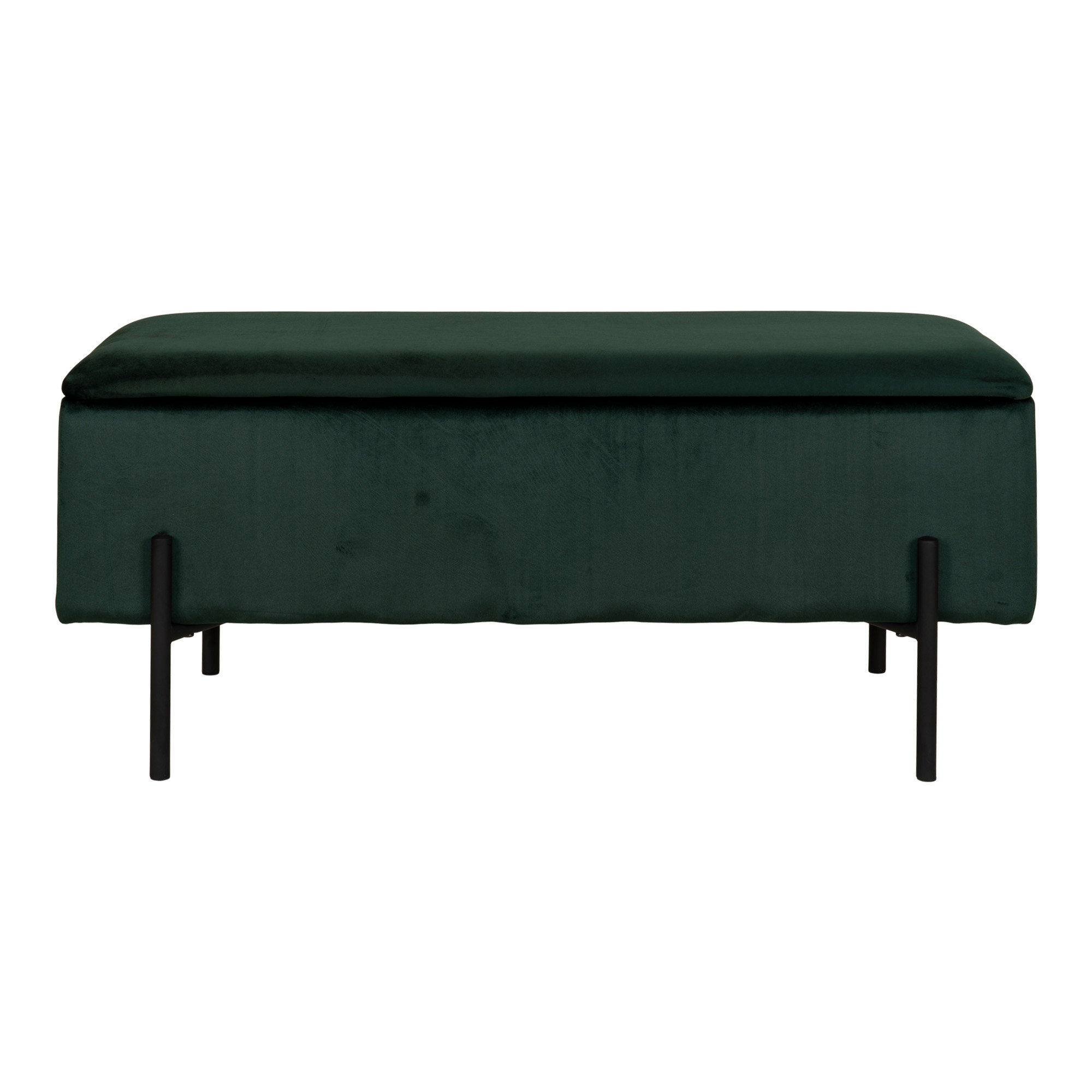 Watford Bænk med opbevaring, velour, grøn, 95x36,5x43 cm, HN1206