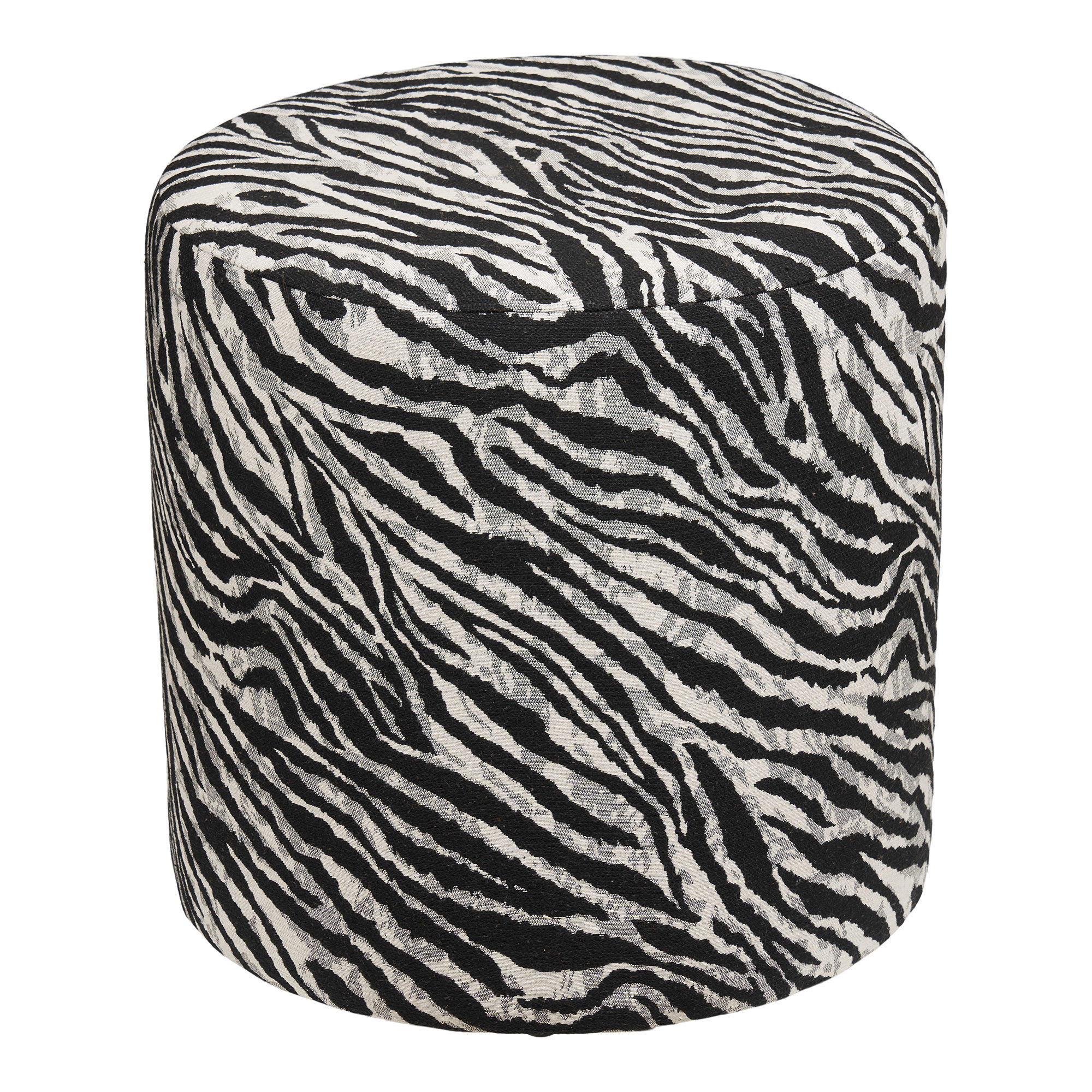 Kimberley Puf, jacquard, sort/hvid, ø40x40 cm, HN1096