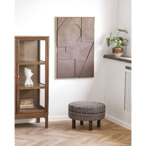 Falkirk Puf, sort, brune ben, ø50x36 cm, HN1304 - Billede 5