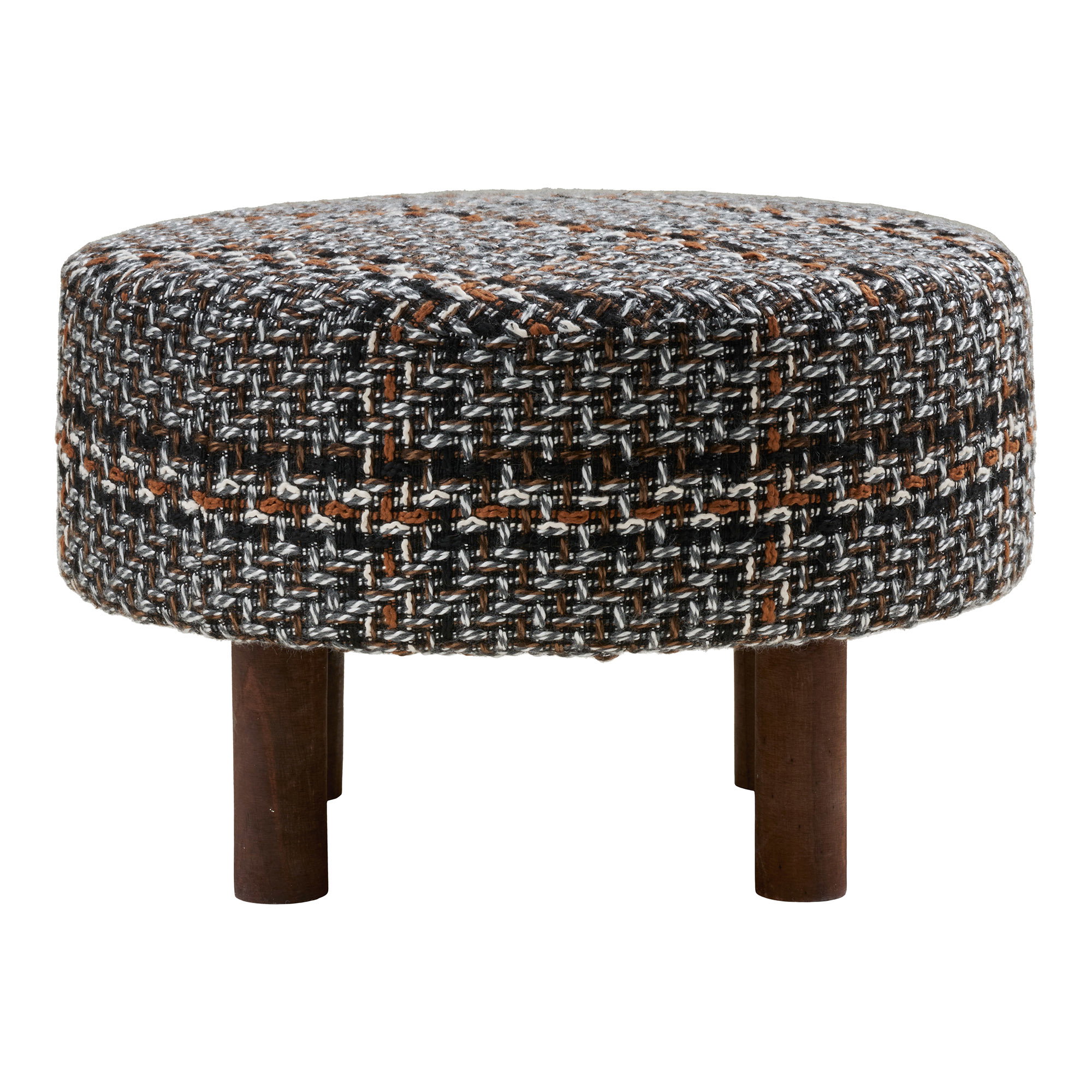Falkirk Puf, sort, brune ben, ø50x36 cm, HN1304 - Billede 2