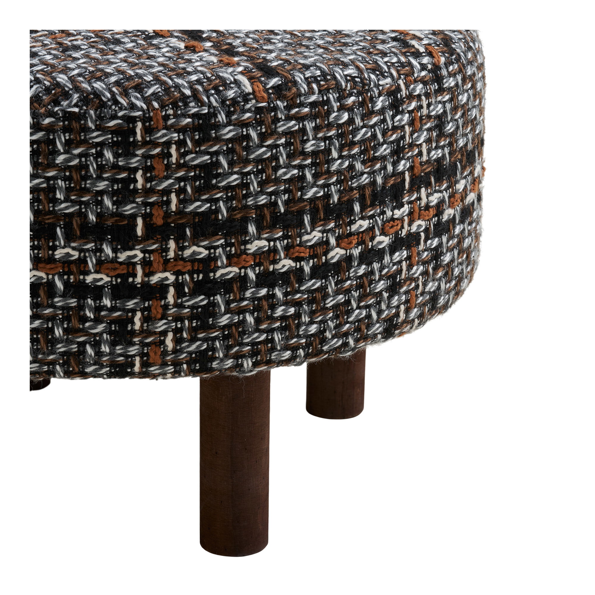 Falkirk Puf, sort, brune ben, ø50x36 cm, HN1304 - Billede 3